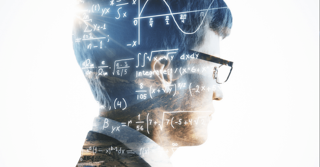 mathematical financial formulas on clear whiteboard