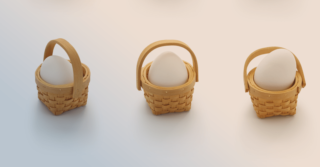 eggs in baskets