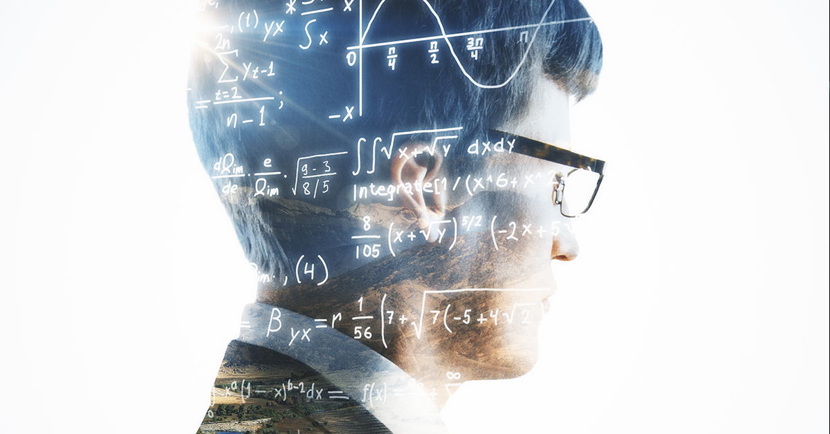 mathematical financial formulas on clear whiteboard