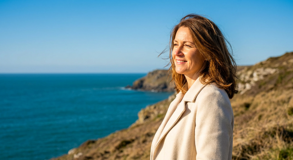 Woman on a coastal clifftop